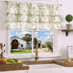 JINCHAN Ruffled Valance Curtain Linen Floral Kitchen Valance - Image 2