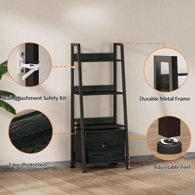Furologee 4-Tier Ladder Shelf, Ladder Bookshelf - Image 5