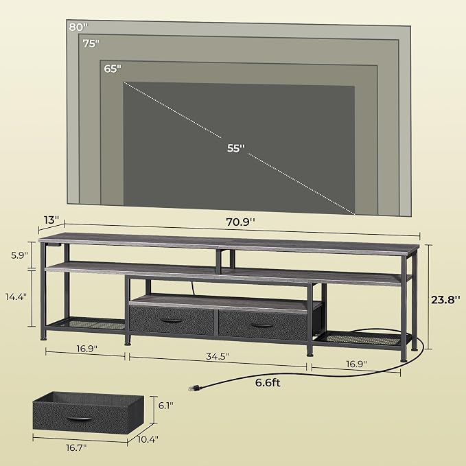 Huuger TV Stand for 75 80 Inch TV, Entertainment Center - Image 6