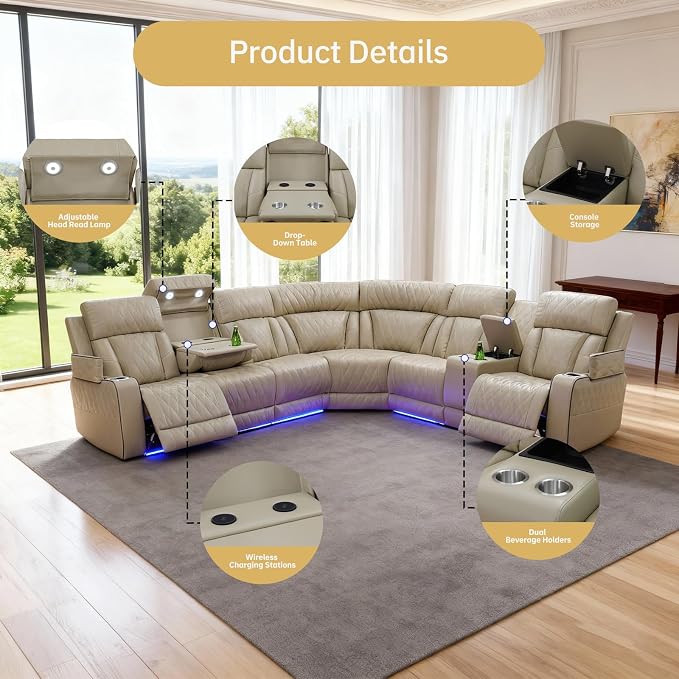 Power Reclining Leather Sectional Sofa - Image 3
