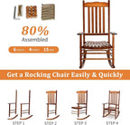 Outvita Outdoor Rocking Chair, Solid Wood High Back Rocker, All Weather Lounge - Image 8