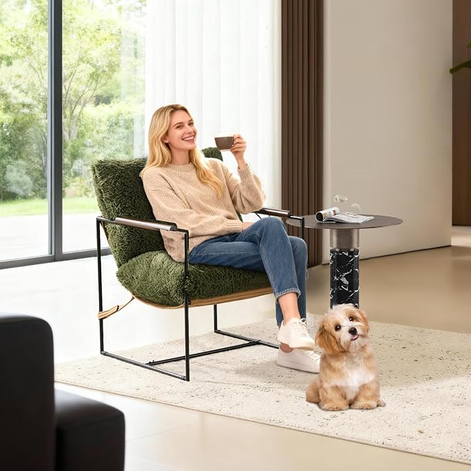 VINGLI 28" Wide Plush Upholstery Sling Modern Accent Chair by VINGLI
