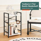 Yoobure Bookshelf Small Book Shelf, Solid Industrial 3 Tier Shelf Bookcase - Image 6