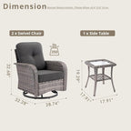 Weaxty Outdoor Swivel Rocker Patio Chairs, 3 Pieces Patio Furniture Set - Image 2