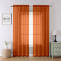 Orange Sheer Curtains 84 Inches Long 2 Panels Set, Rod Pocket Transparent by Lecloud