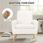 Sherpa Accent Chair, Modern White Teddy Fabric Upholstered Comfortable Armchair - Image 5