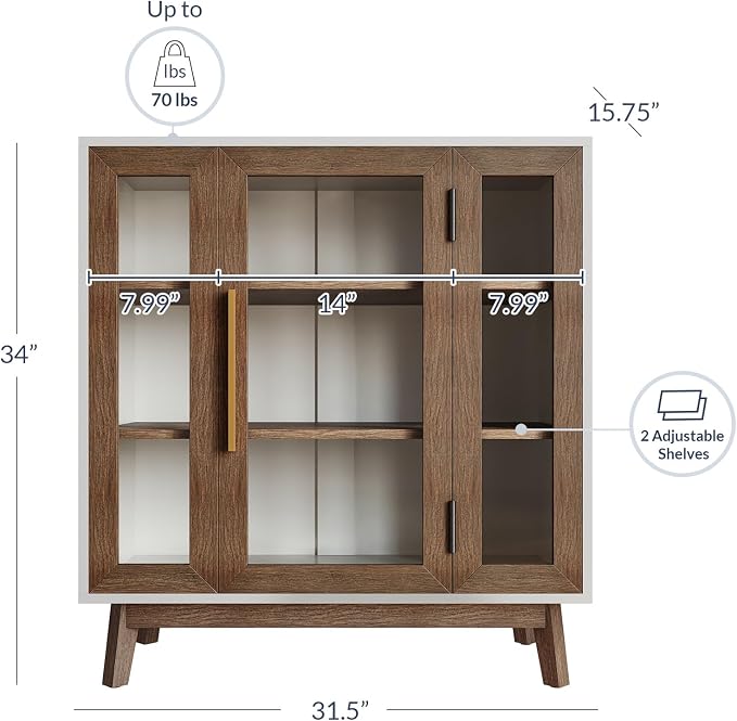 BELLEZE Set of 2 Sideboard 31 Inch Buffet Cabinet - Image 2