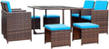 Devoko 9 Pieces Patio Dining Sets Outdoor Space Saving Rattan Chairs by DEVOKO