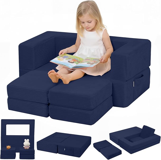 MeMoreCool Modular Kids Couch, Corduroy Play Toddler Couch by MeMoreCool