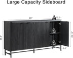 Fatmok 65" Buffet Cabinet with Storage, Fluted Credenza Sideboard with 4 Doors - Image 2