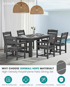 SERWALL Outdoor Dining Table Set, 67‘’ HDPE Patio Dining Set - Image 5