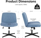 OLIXIS Criss Cross Legged Chairs Armless No Wheels Wide Seat Height Adjustable - Image 3