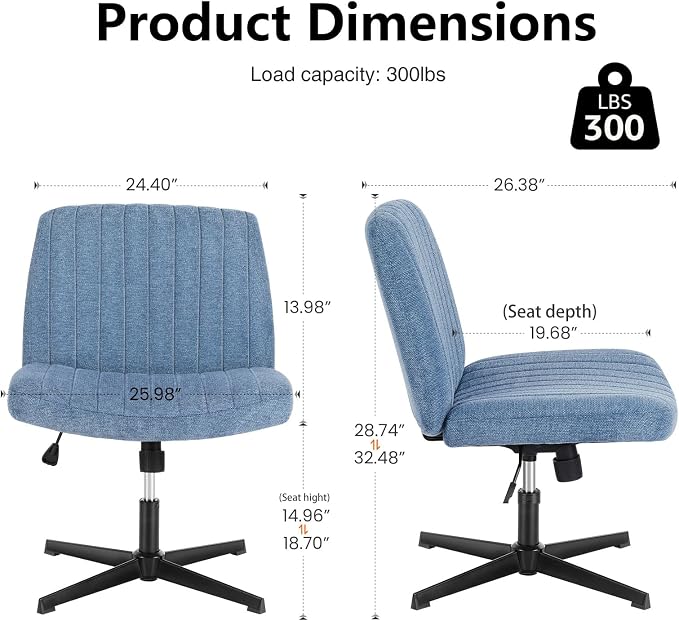 OLIXIS Criss Cross Legged Chairs Armless No Wheels Wide Seat Height Adjustable - Image 3