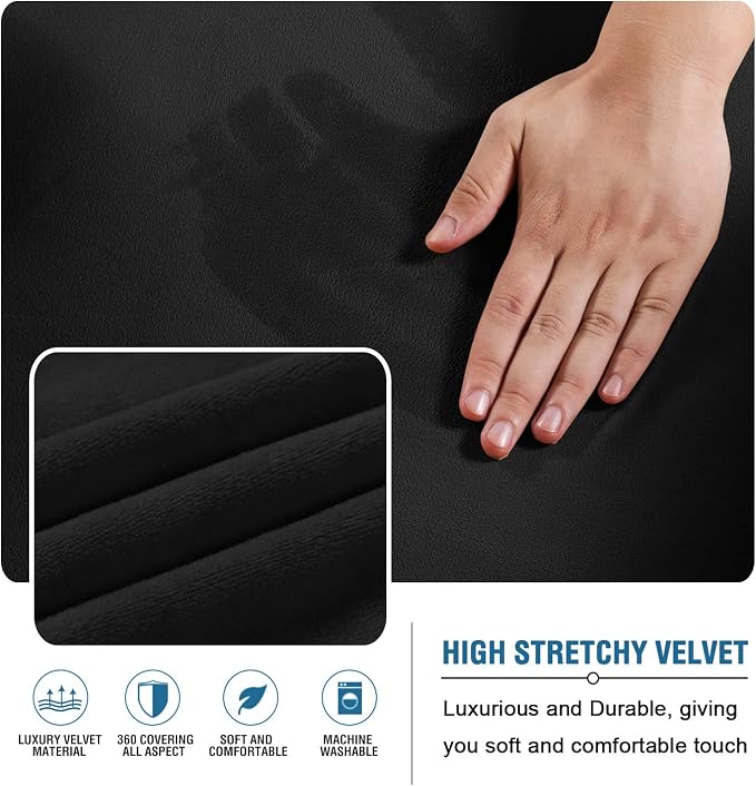 H.VERSAILTEX Velvet Futon Cover Armless Sofa Covers Sofa Bed Covers Stretch - Image 3