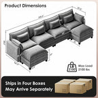 Marsail Modular Sectional Sofa 145.6" U-Shaped Modern Comfy Cloud Couch - Image 2