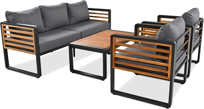 4-Pieces Outdoor Patio Sectional Sofa Set - Image 4