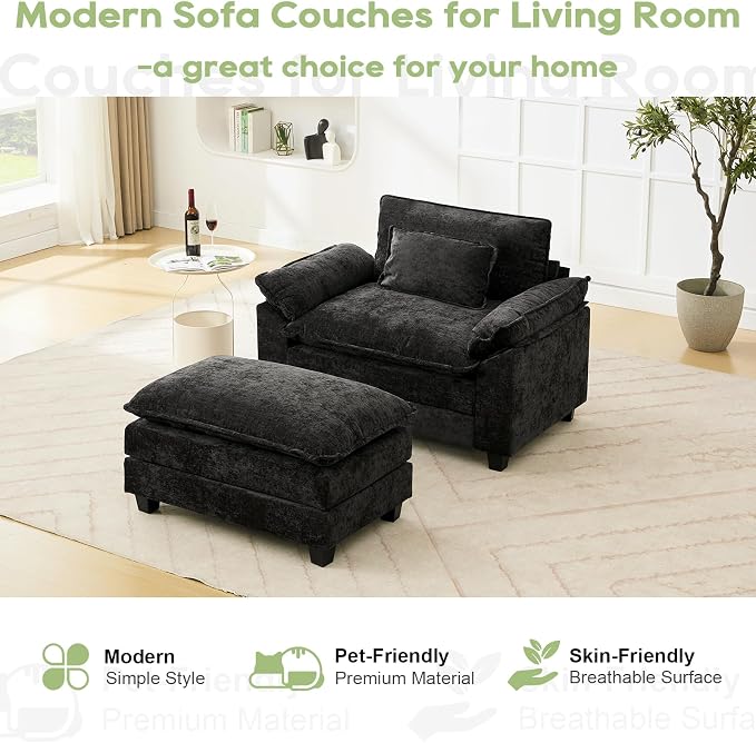 Oprisen 53" Modular Sectional Sofa, Comfy Cloud Couch Sectional Sofa - Image 7