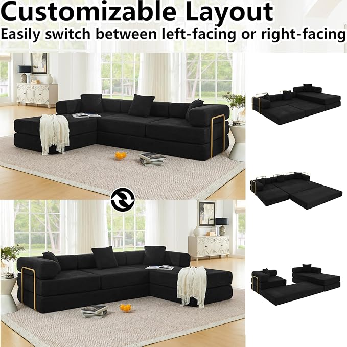 HANXIN 108" Modular Sectional Sofa, Futon Convertible Sofa Bed, Oversized - Image 4