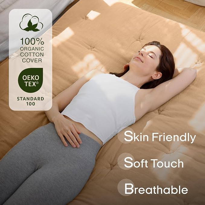 ZonLi Japanese Floor Futon Mattress Queen Size 80"x 60", 100% Cotton Cover - Image 2