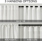 Ivory Linen Curtains 63 Inches Length 2 Panels Set - Image 3