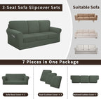 Easy-Going 7 Pieces Stretch Couch Cover Washable Sofa Cover Set - Image 3