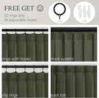 Topfinel Olive Green Pinch Pleated Curtains 105 Inch Length 2 Panels - Image 2