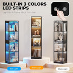 Display Cabinet with Glass Doors, Display Case with Lights and Human Body Sensor - Image 3