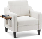 Accent Chair for Living Room Modern Linen Upholstered Armchair Side Wooden by Unknown