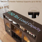 Wine Bar Cabinet, Arched Glass Doors, Wine Rack, Adjustable Shelves, Sideboard - Image 4