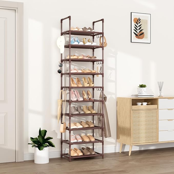 VTRIN 10 Tiers Tall Shoe Rack Holds 20-25 Pairs of Shoes Sturdy Vertical Shoe - Image 2