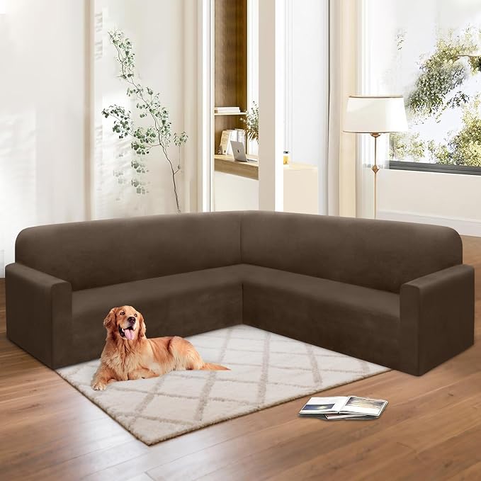 HDCAXKJ Corner Sectional Couch Covers Velvet Stretch L Shape Sofa Cover Soft - Image 6
