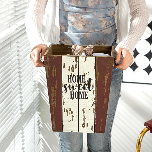 Small Wood Trash Can Wastebasket, Farmhouse Rectangular Garbage Can Waste Basket - Image 4