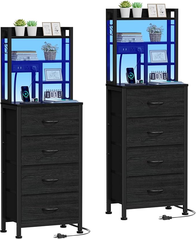 Furnulem Nightstands Set of 2, Tall Night Stand by Furnulem