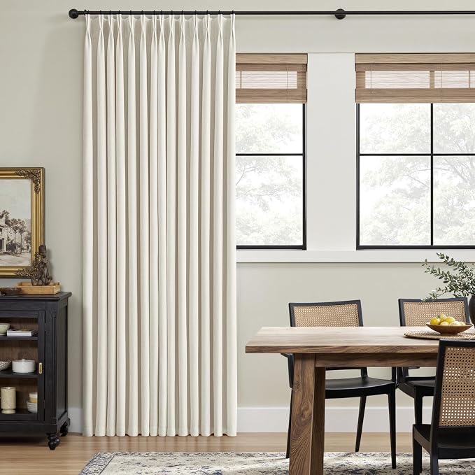 MIULEE Natural Pinch Pleated 100% Blackout Linen Curtains 40x80 Inches | Room - Image 3