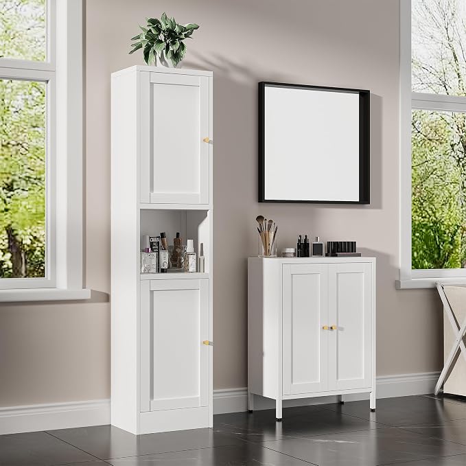 Bevivog Metal Bathroom Floor Storage Cabinet, Small Storage Sideboard - Image 2
