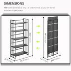 4NM No Assembly 5 Tiers Folding Bookshelf, 59.4" H Foldable Storage Shelves - Image 2