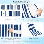 2 Pcs Outdoor Chaise Lounge Cushion 72" x 21" x 3", Folding Patio Lounge Chair - Image 7