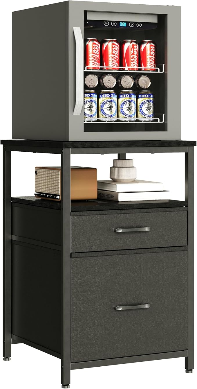Herture Mini Fridge Stand with 3 Storage, Mini Fridge Cabinet, Beverage Fridge - Image 7