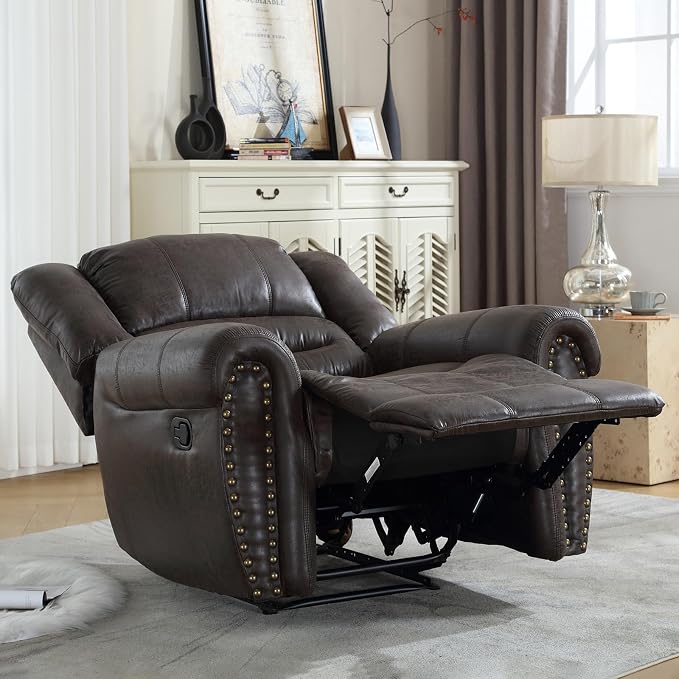 CANMOV Leather Recliner Chair, Classic and Traditional Manual Recliner Chair - Image 8