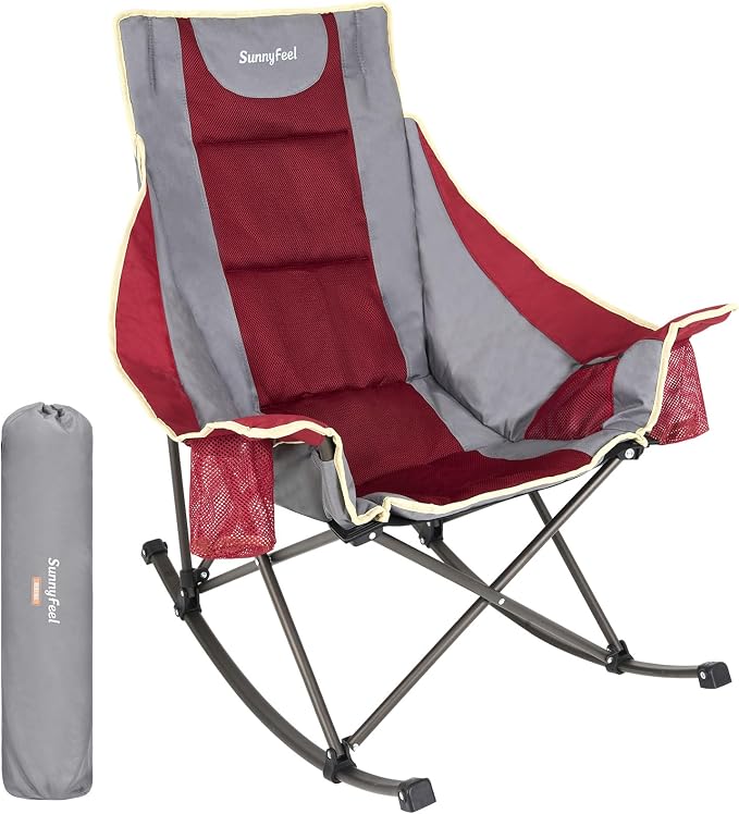 SUNNYFEEL Rocking Camping Chair Fully Padded Patio Folding Chair Portable by SunnyFeelCamping