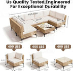 Devoko Patio Furniture Set, 7 Pieces Outdoor Wicker Sectional Couch - Image 6