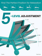 SERWALL Textilene Patio Chaise Lounge Chair, 5 Positions Adjustable Outdoor - Image 4