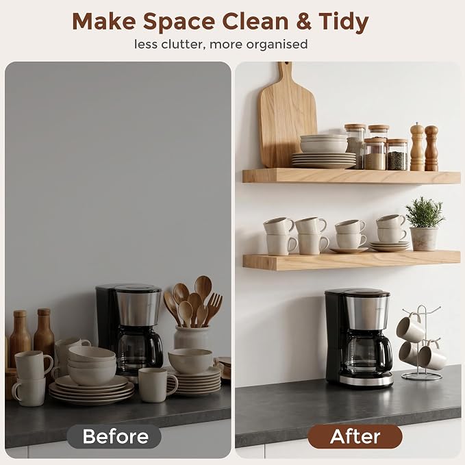 fuqing Natural Wood Floating Shelves | 24 Inch Floating Shelves - Image 7