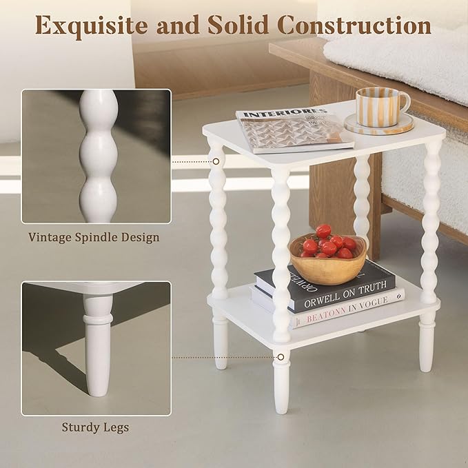 Fultyle White End Table, Small Side Table - Image 4