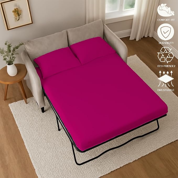 Sleeper Sofa Bed Sheet, 100% Cotton 400 Thread Count, 4 Piece Set, Deep Pocket - Image 5