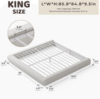 RECCI AirFrame Half-Moon Upholstered King Platform Bed Frame, Boucle Curved - Image 2