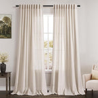 Beige Linen Curtains 84 Inches Long by Nanspring