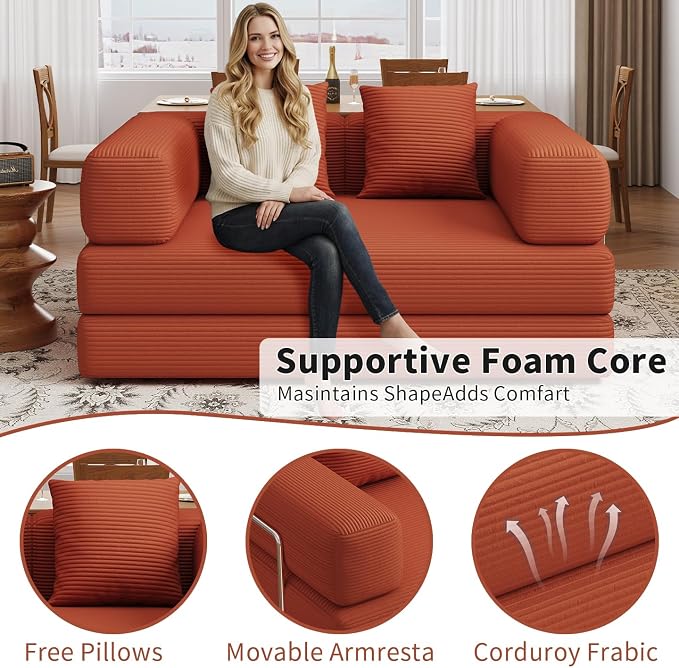 BSHOMGI Folding Sofa Bed, 4 in 1 Convertible Sofas to Lounger Comfy Single Bean - Image 7