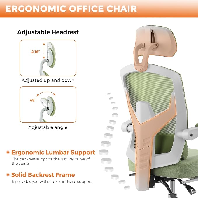 Sweetcrispy Office Computer Desk Chair Set of 2, Ergonomic High-Back Mesh - Image 5