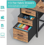 Lufeiya Computer Desk with File Drawers Cabinet, 47 Inch Reversible Home Office - Image 6